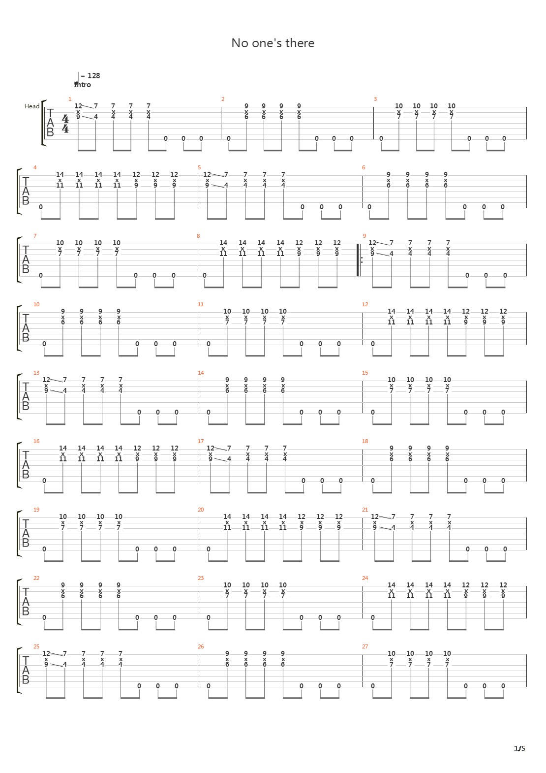 No Ones There吉他谱