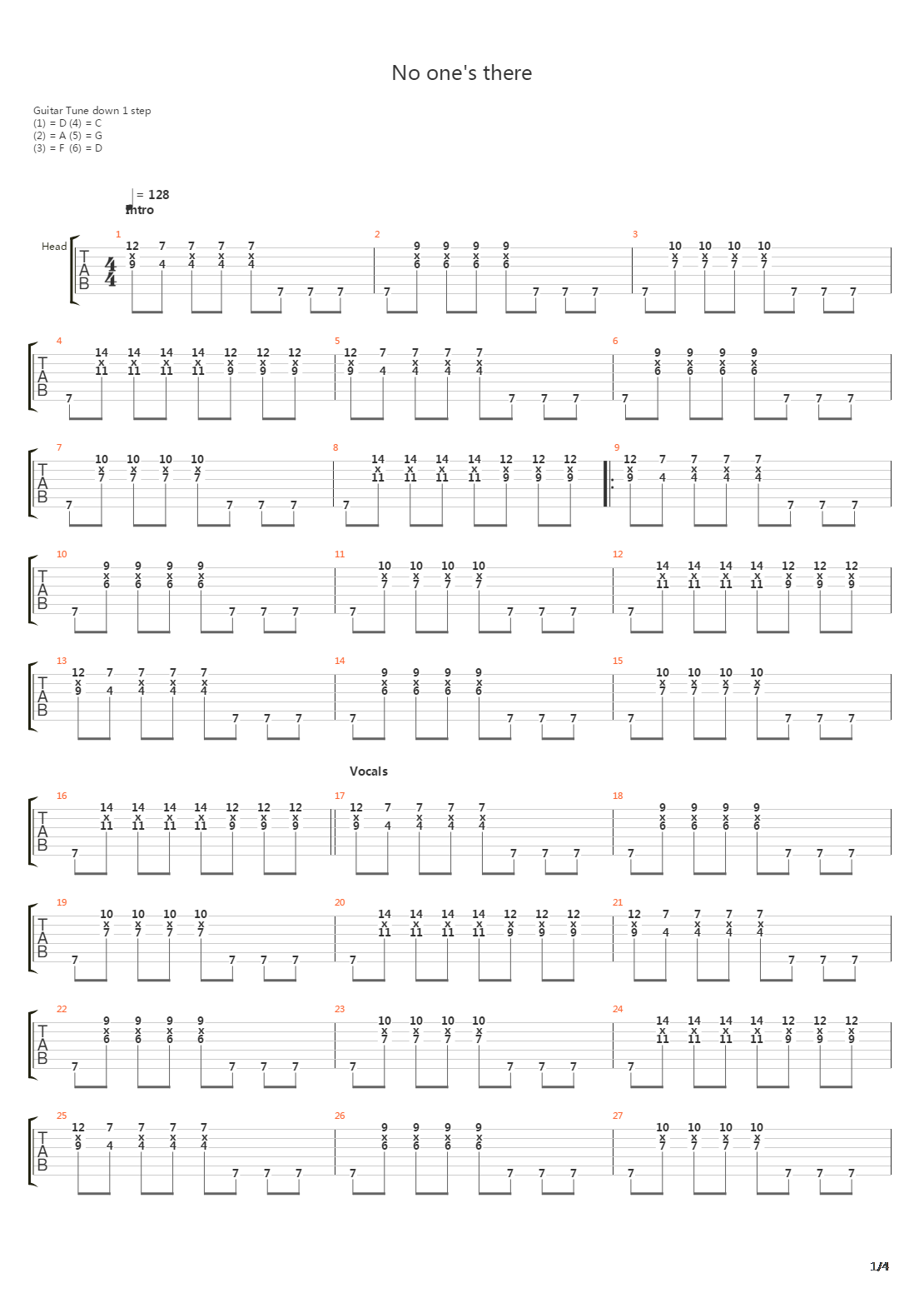 No Ones There吉他谱