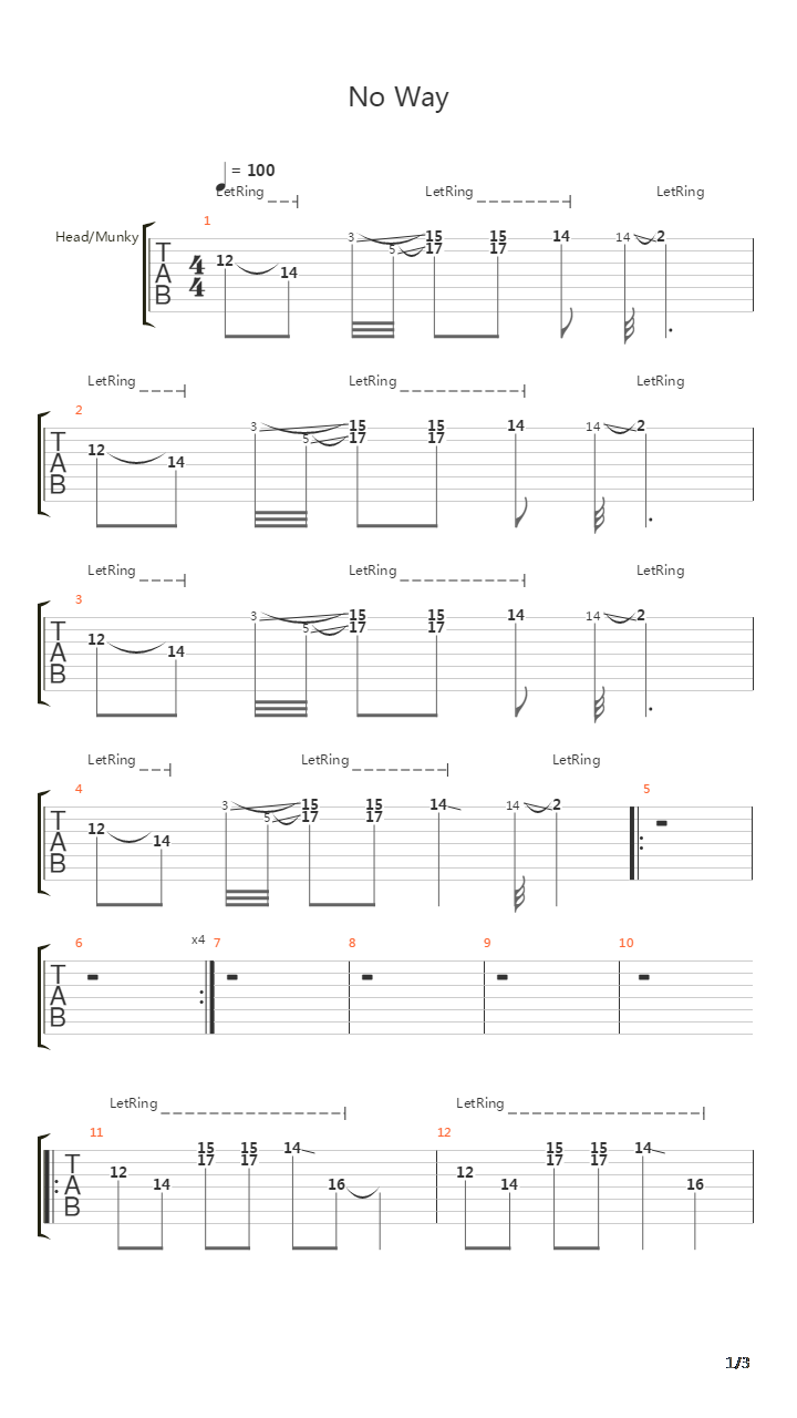 No Way吉他谱