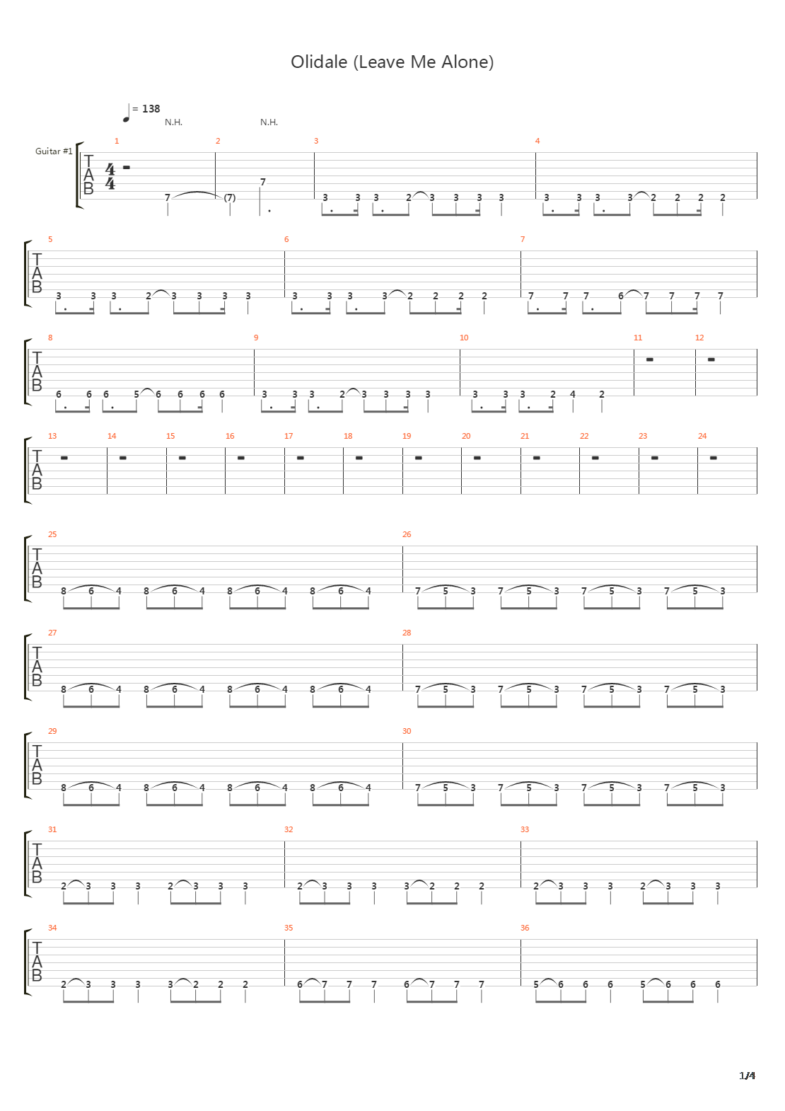 Olidale Leave Me Alone吉他谱