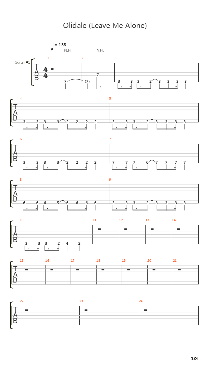 Olidale Leave Me Alone吉他谱