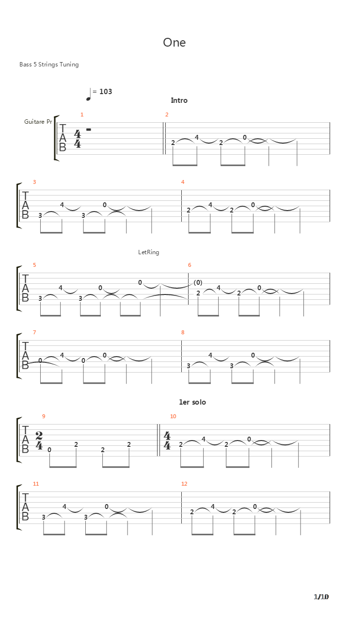 One吉他谱