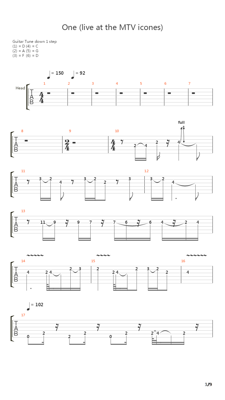 One吉他谱