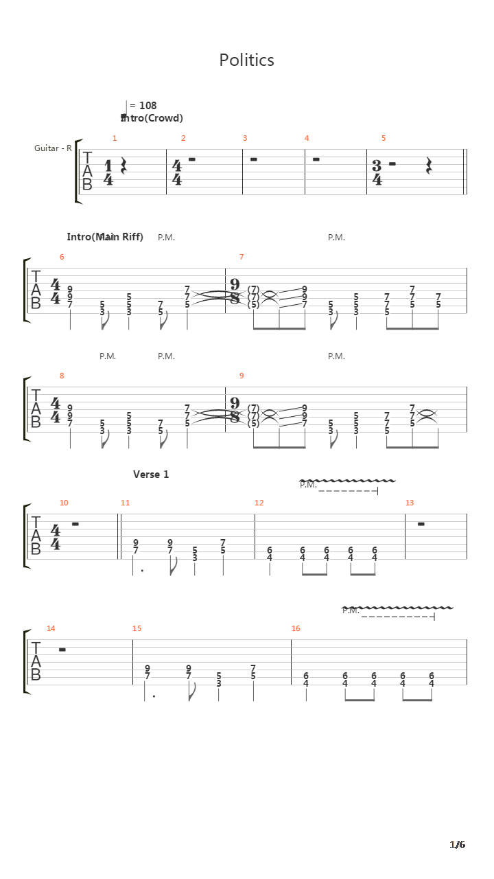 Politics吉他谱