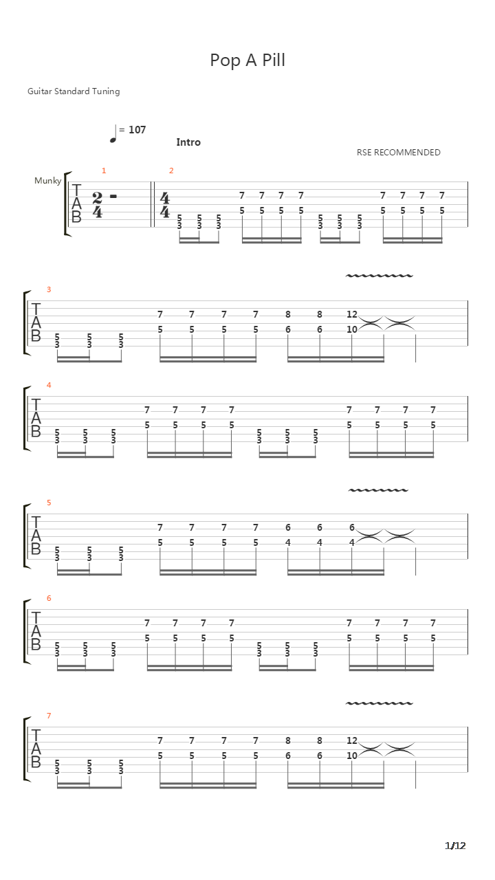 Pop A Pill吉他谱