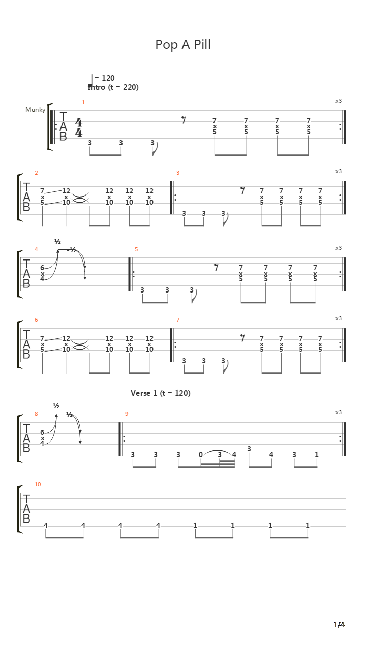 Pop A Pill吉他谱