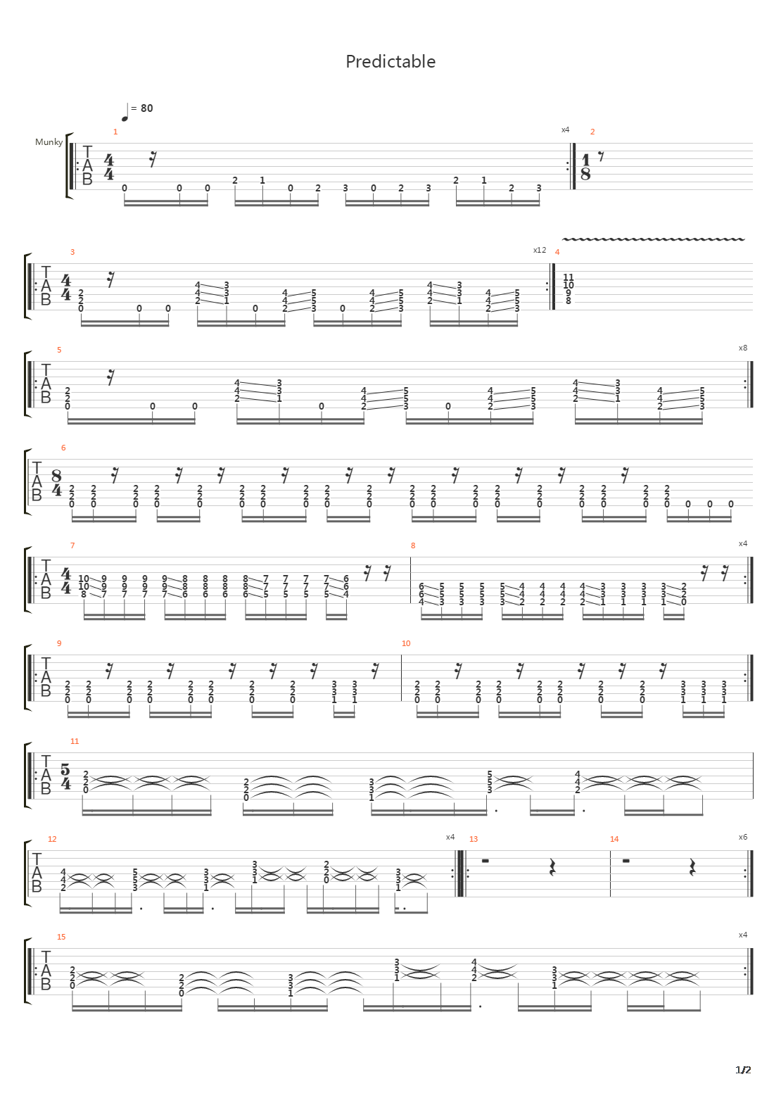 Predictable吉他谱