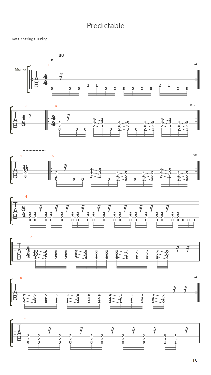 Predictable吉他谱