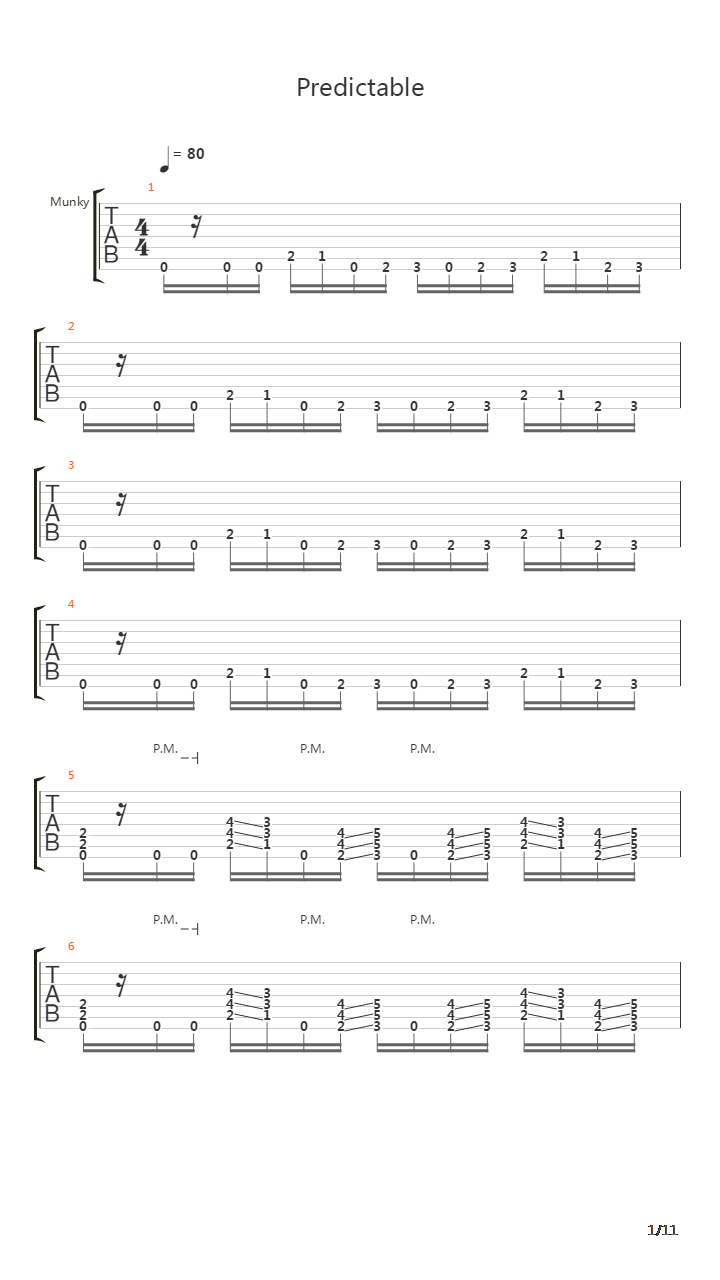 Predictable吉他谱