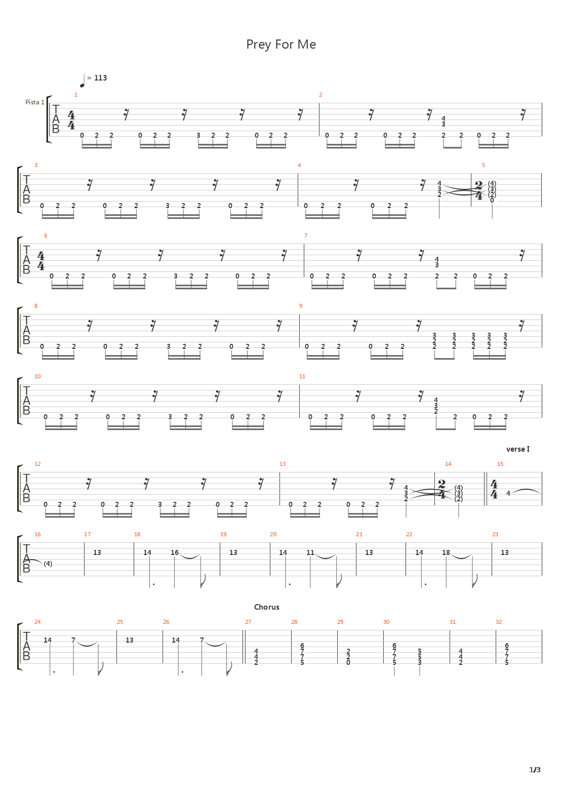 Prey For Me吉他谱