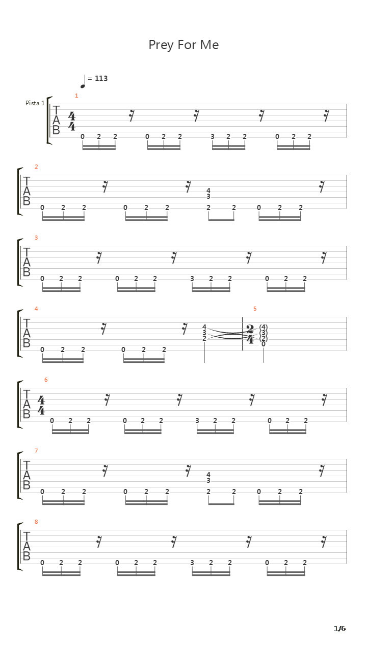 Prey For Me吉他谱