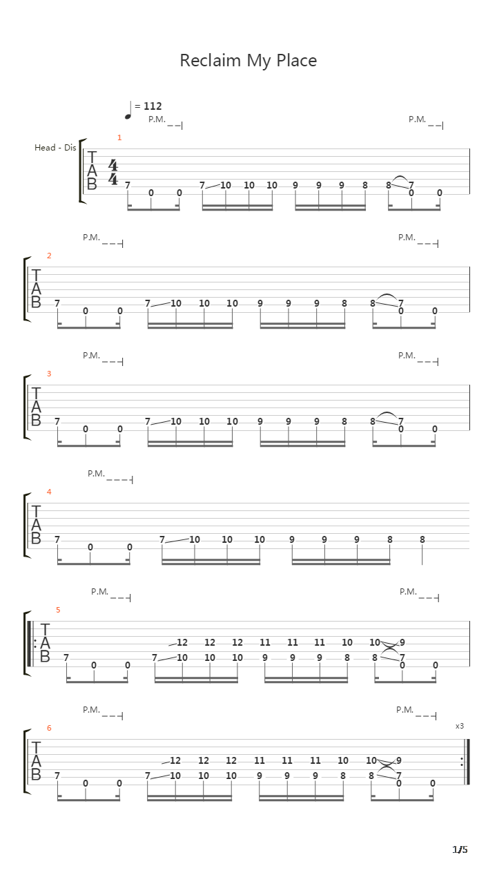 Reclaim My Place吉他谱