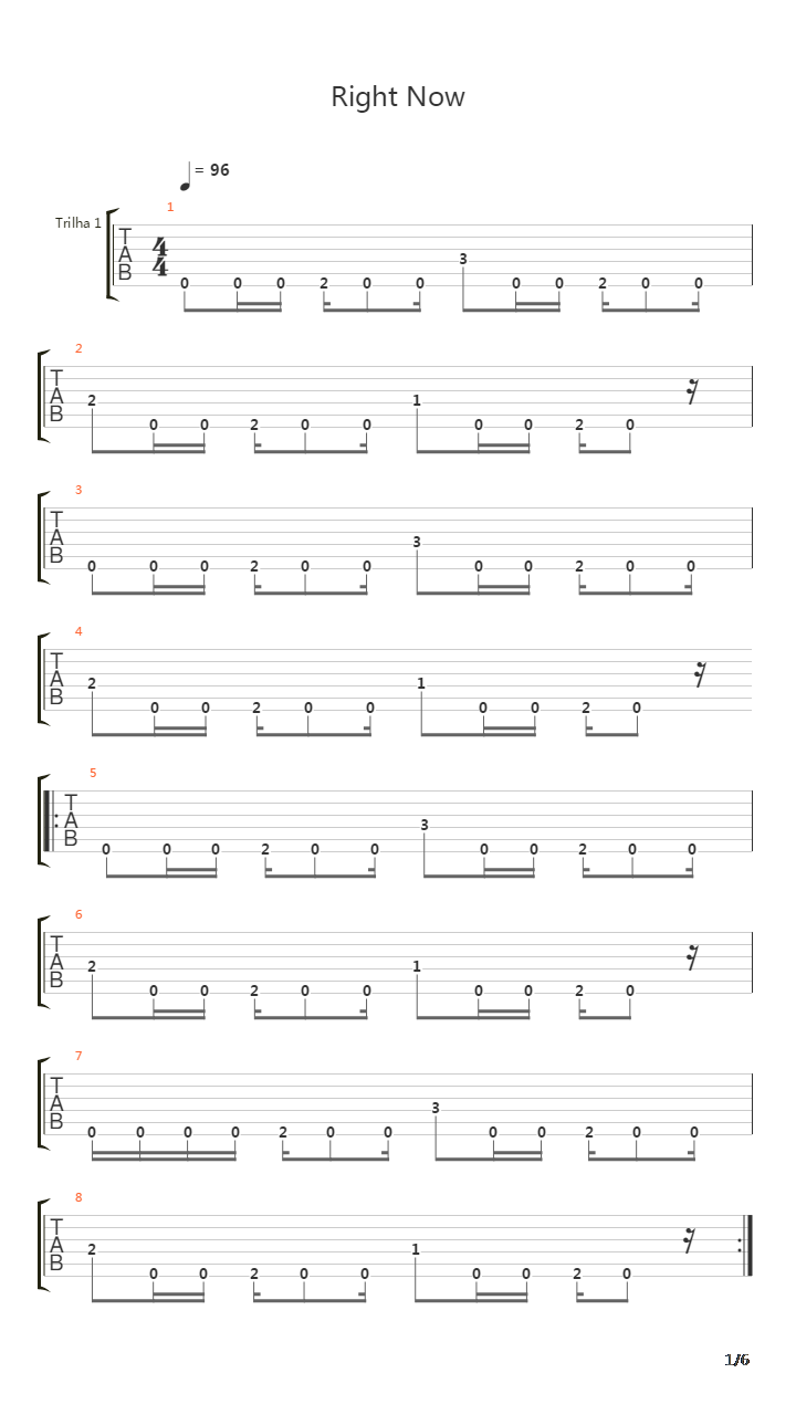 Right Now吉他谱