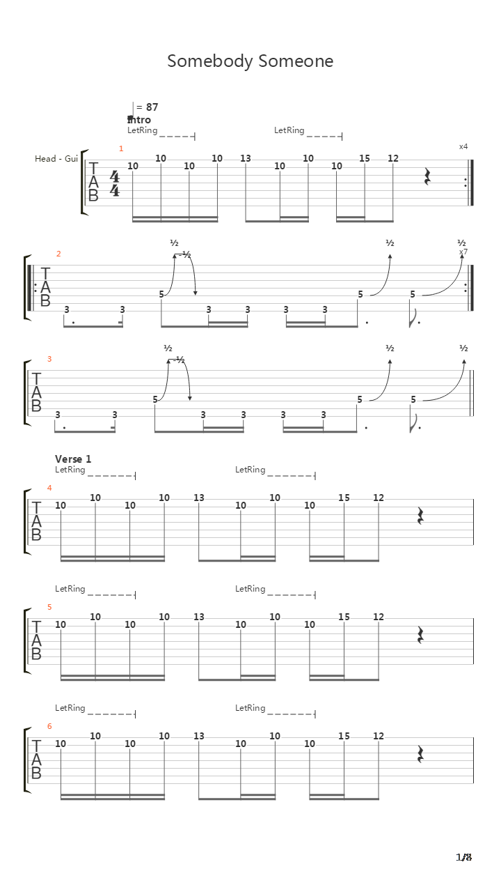 Somebody Someone吉他谱