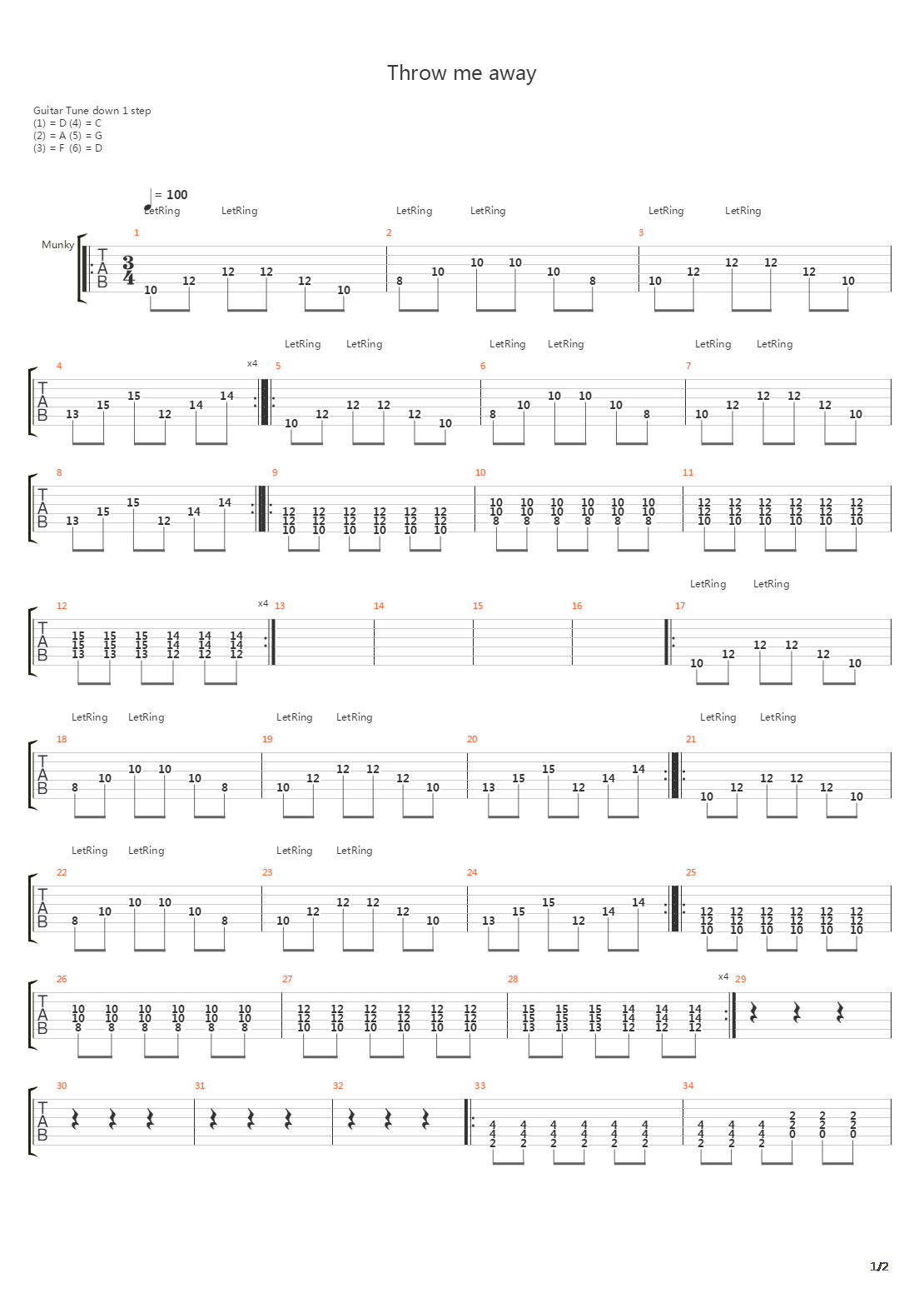 Throw Me Away吉他谱