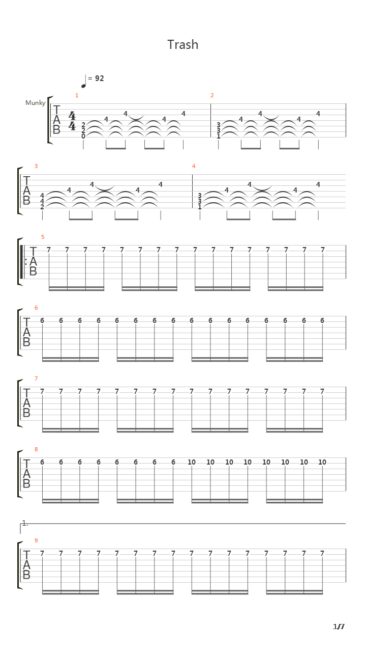 Trash吉他谱