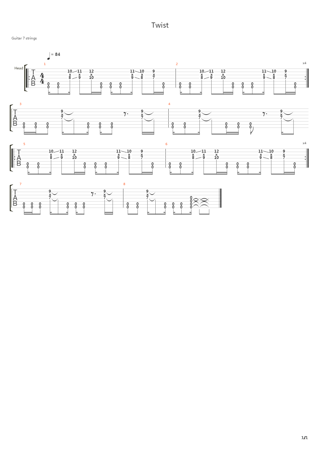 Twist吉他谱