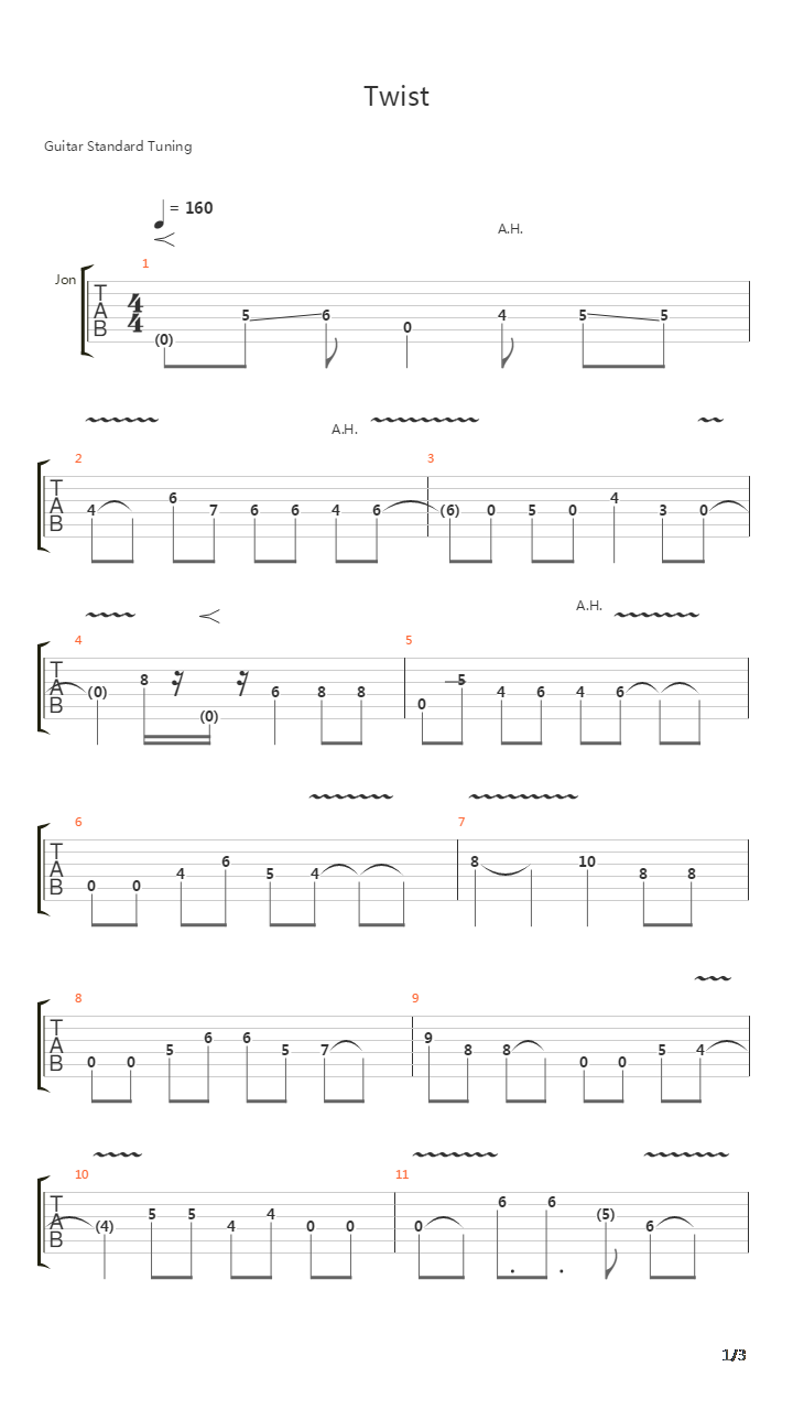 Twist吉他谱