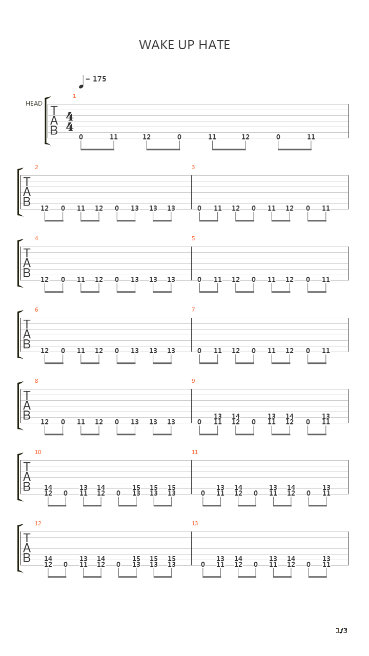 Wake Up Hate吉他谱