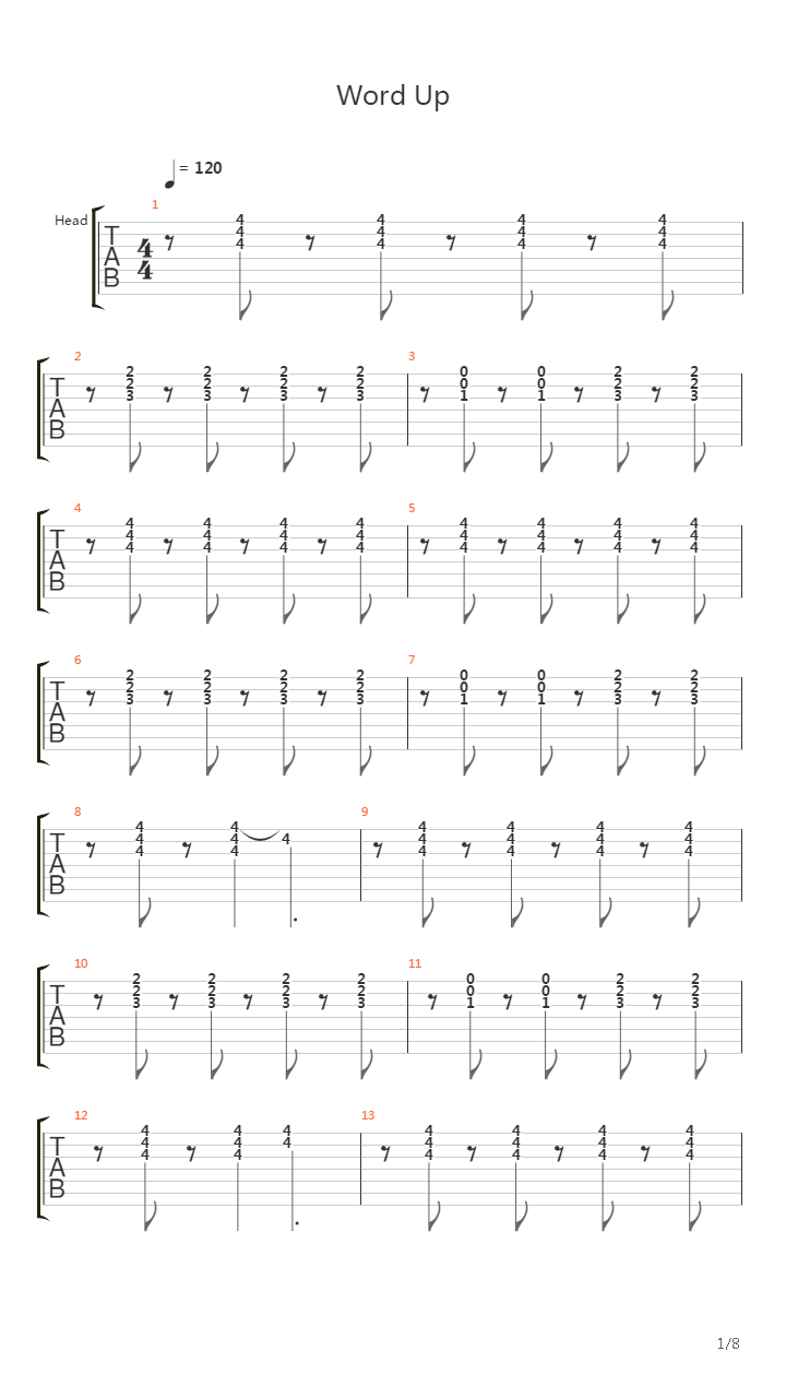 Word Up吉他谱