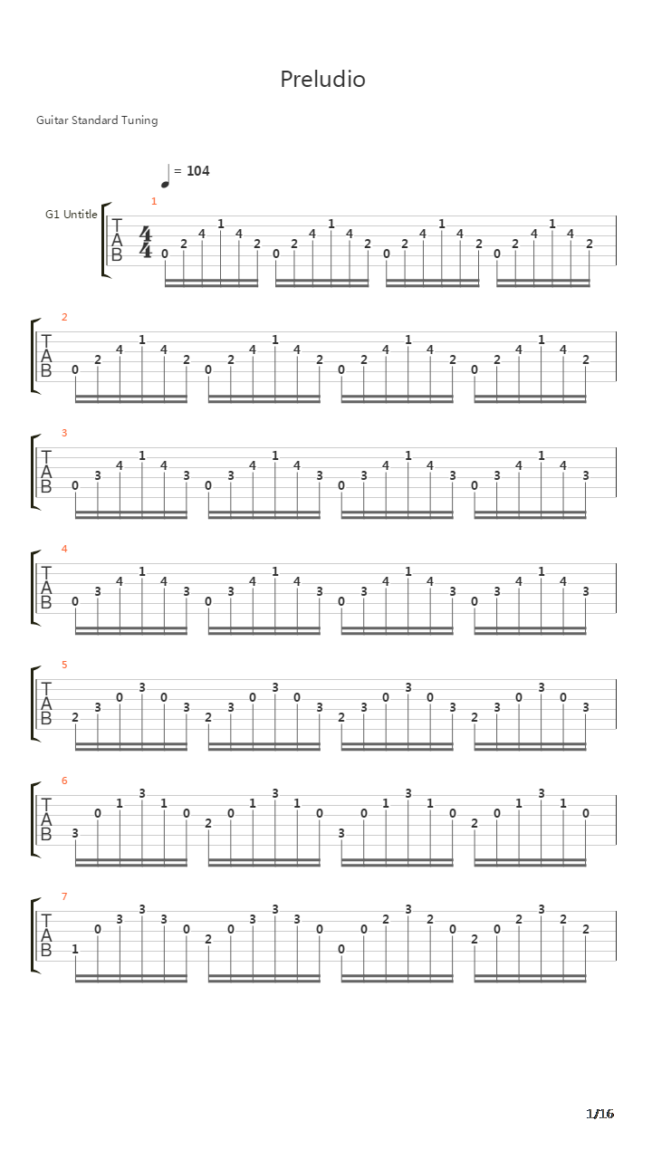 Preludio吉他谱