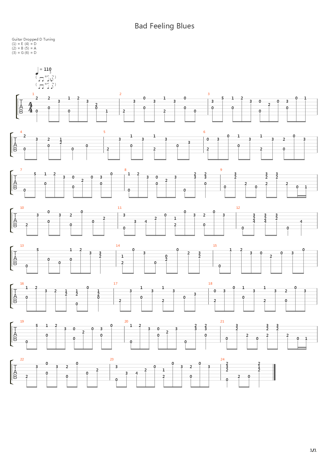 Bad Feeling Blues吉他谱