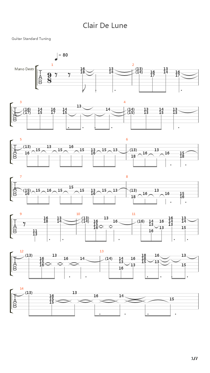 Clair De Lune吉他谱