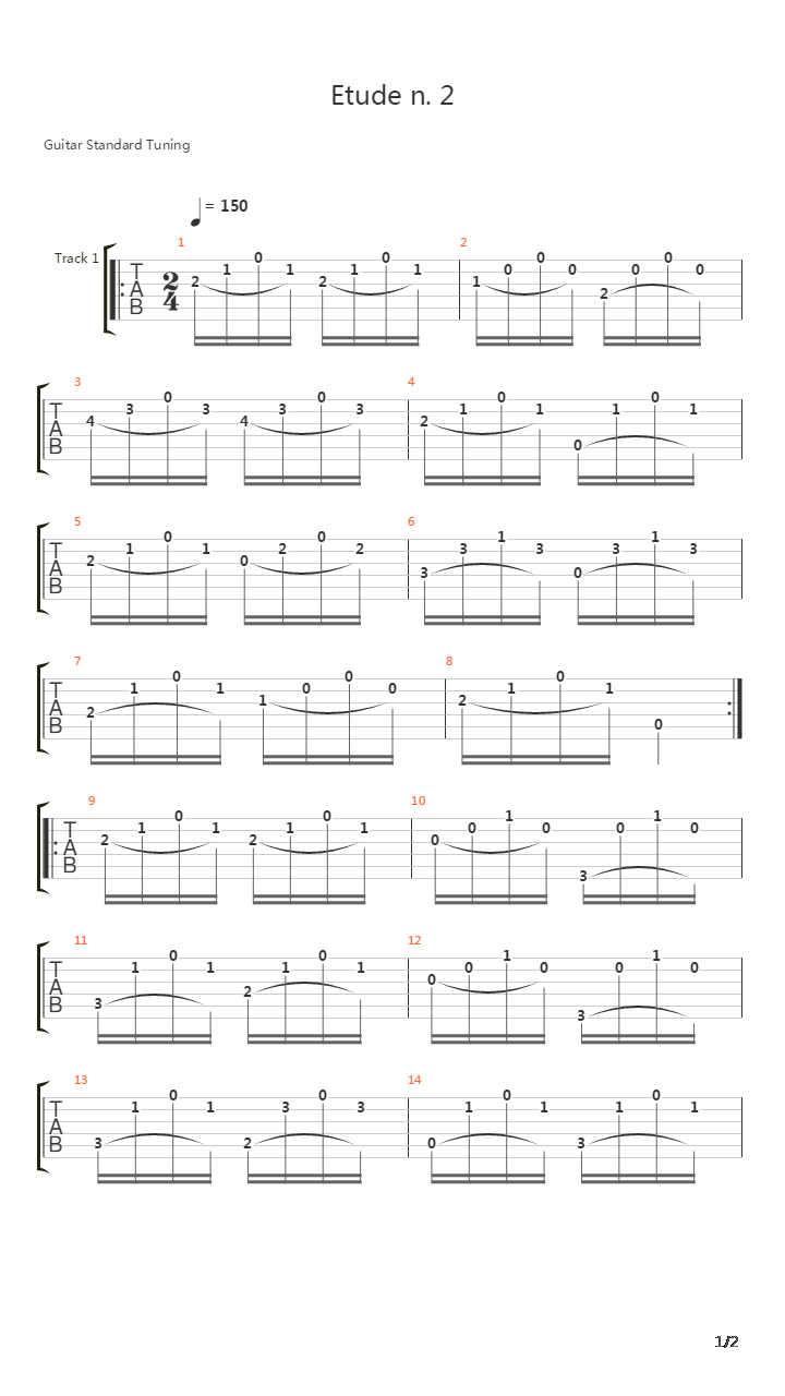 Aguado - Etude N 2 Metodo De Guitarra - First Part吉他谱