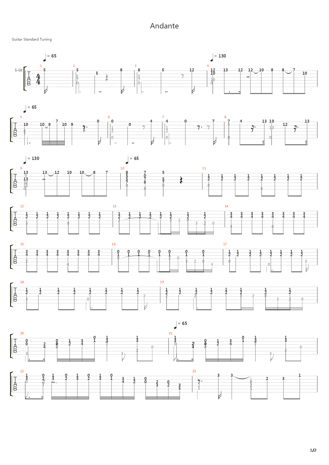 Andante - Op 2 Nro 2吉他谱