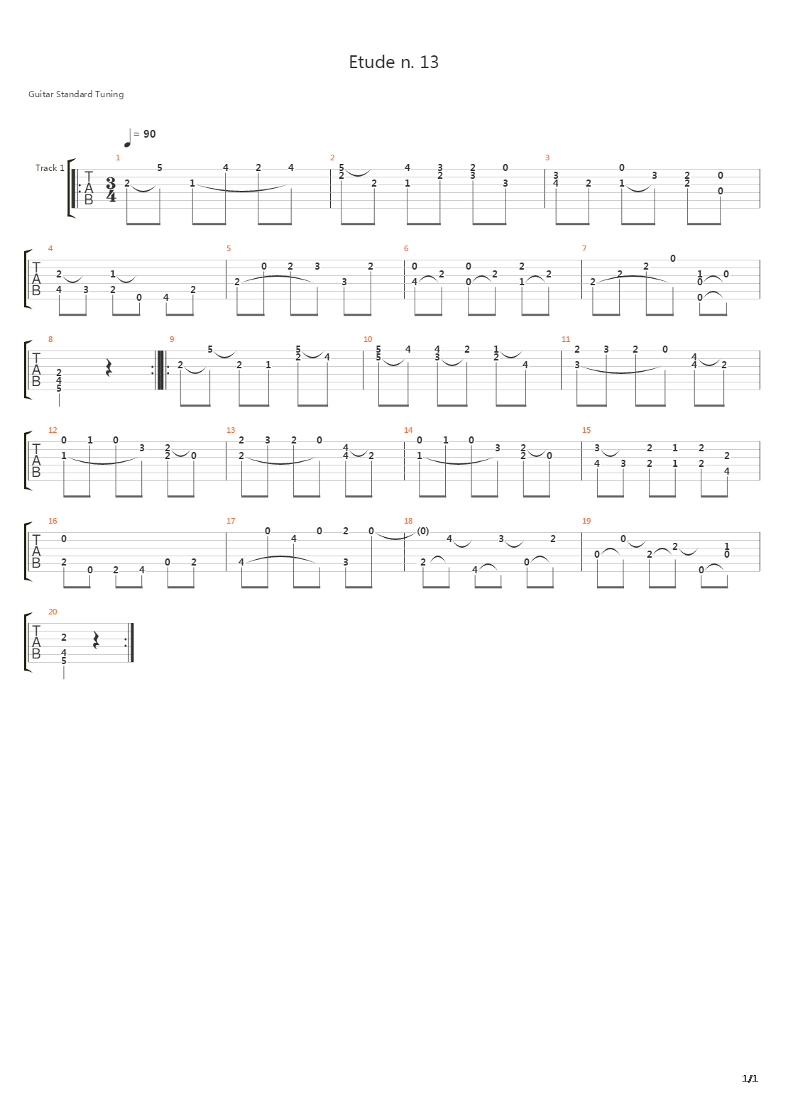 Etude N 13 Metodo De Guitarra - First Part吉他谱