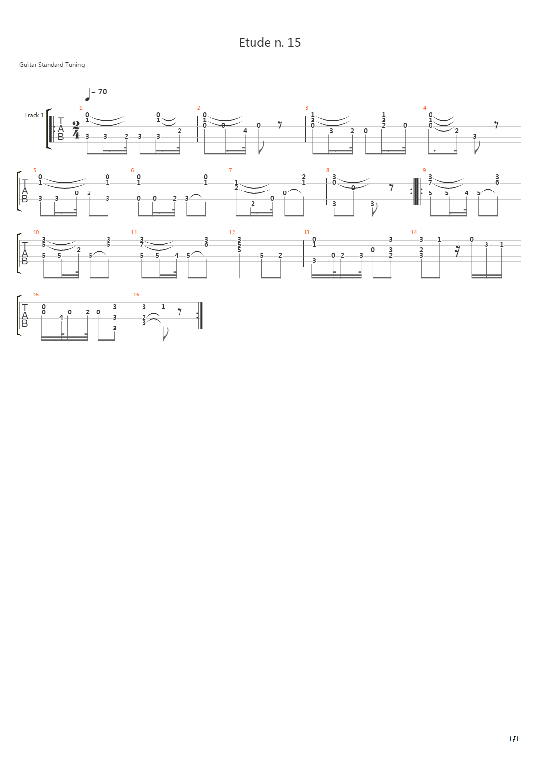 Etude N 15 Metodo De Guitarra - First Part吉他谱