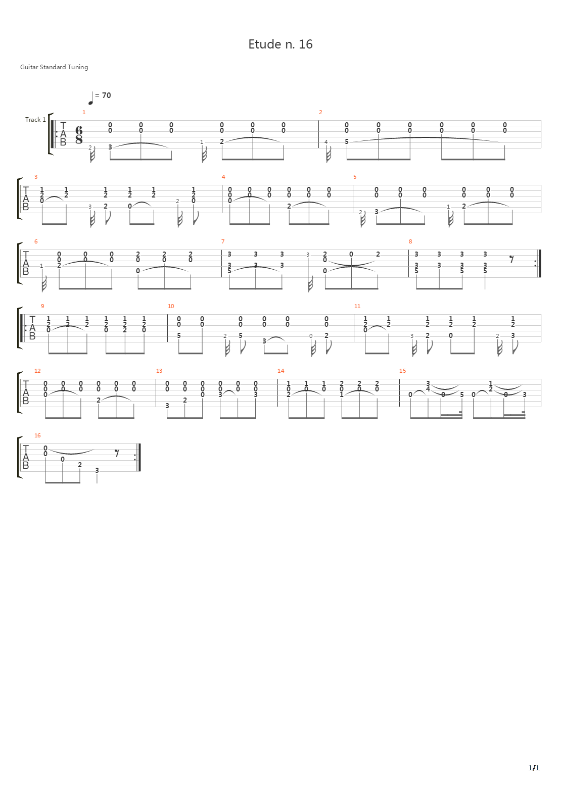 Etude N 16 Metodo De Guitarra Part 1吉他谱