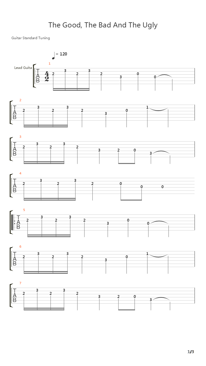 El Bueno El Feo Y El Malo吉他谱