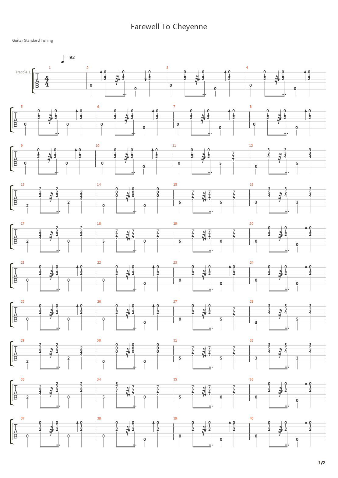 Farewell To Cheyenne吉他谱