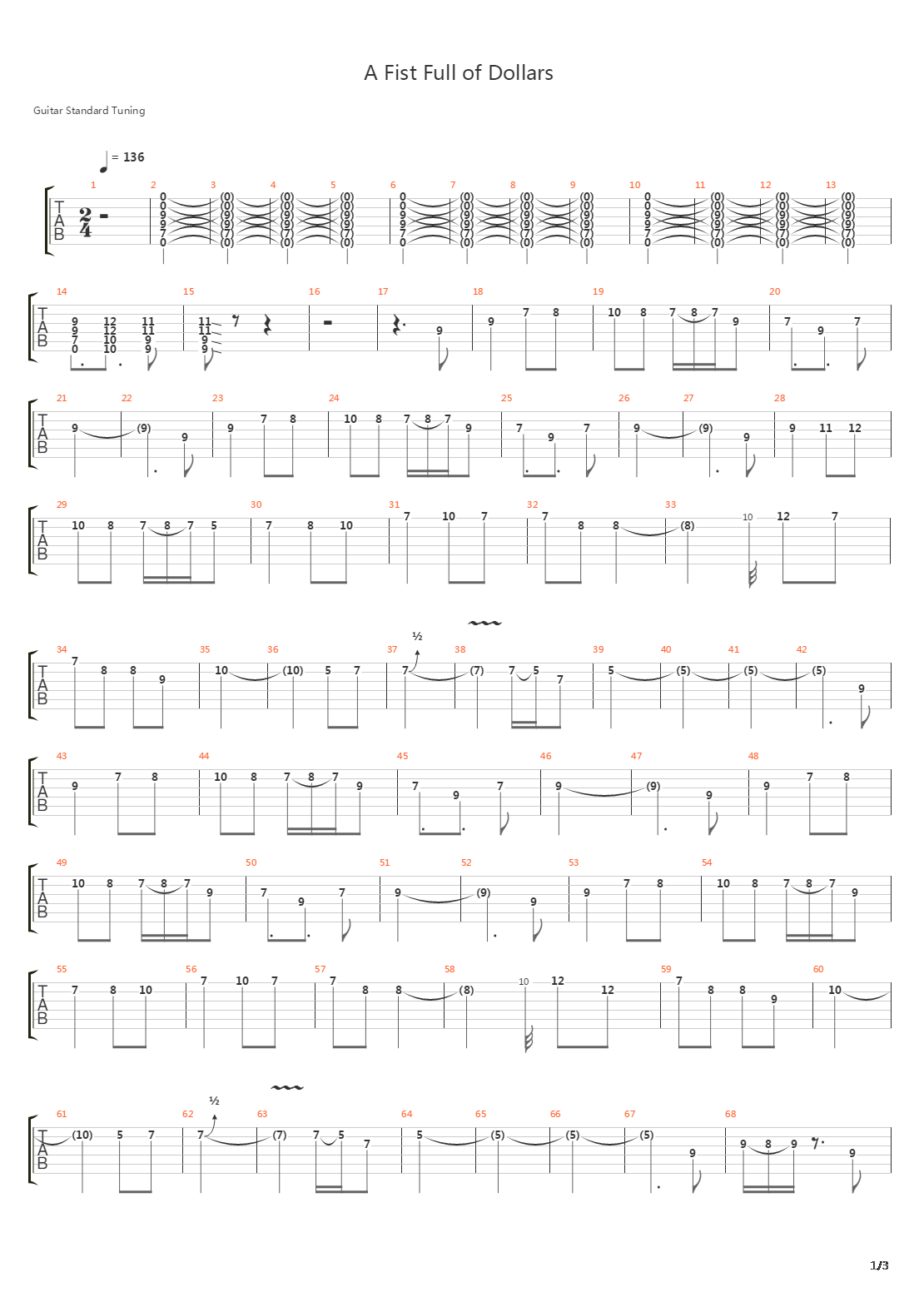 Fist Full Of Dollars吉他谱