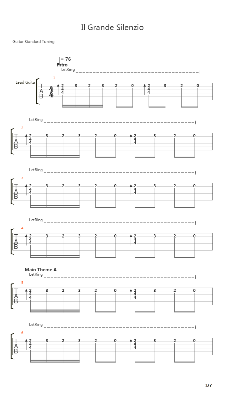 Il Grande Silenzio吉他谱