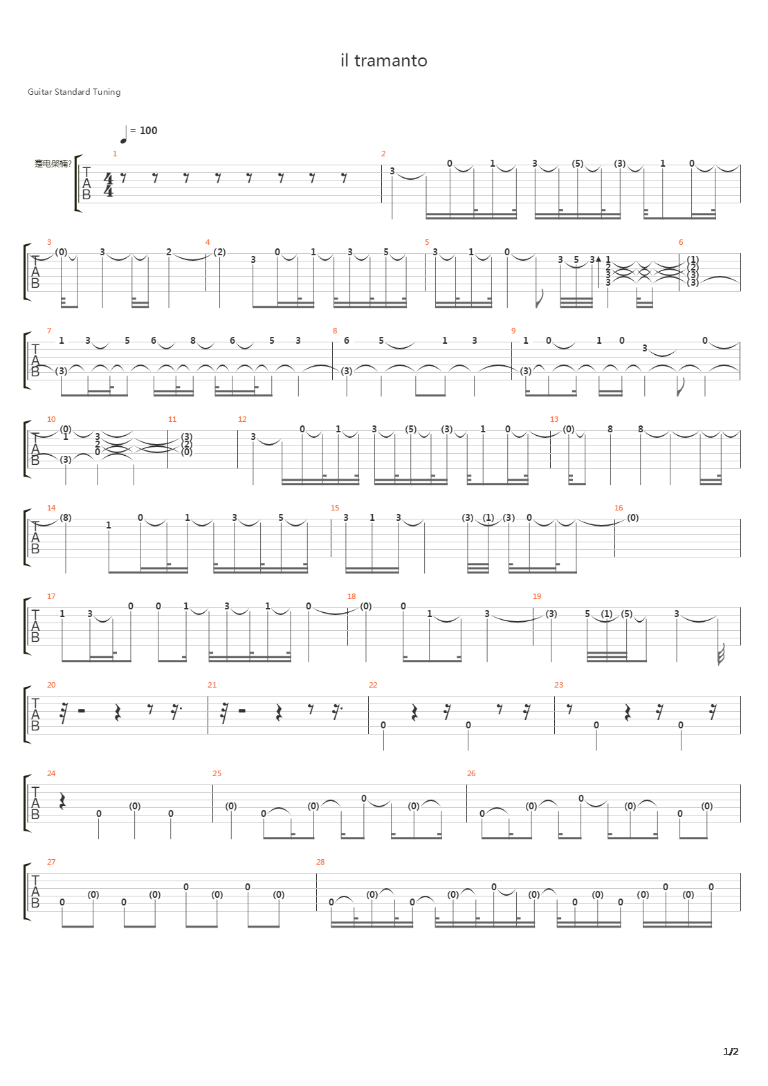 Il Tramanto吉他谱