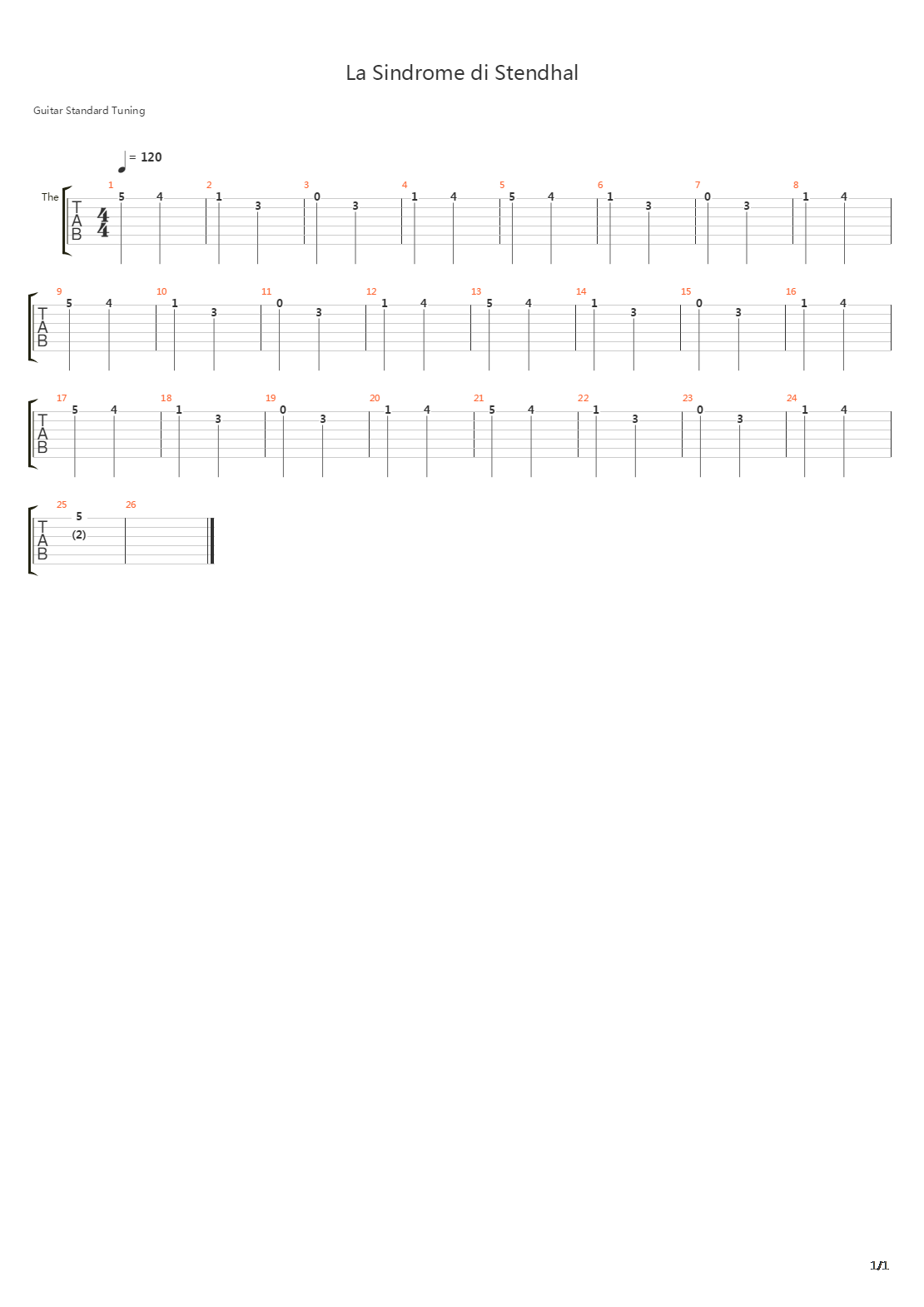 La Sindrome Di Stendhal Theme吉他谱