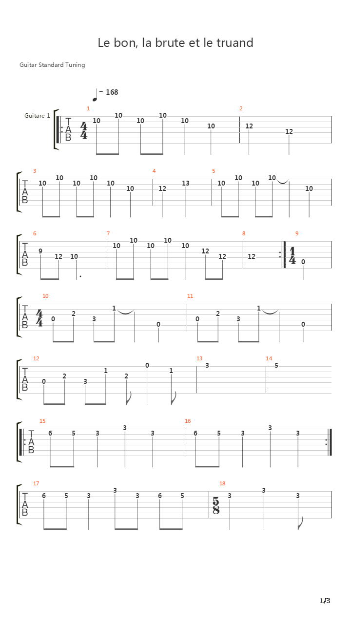 Le Bond La Brute Et Le Truand吉他谱