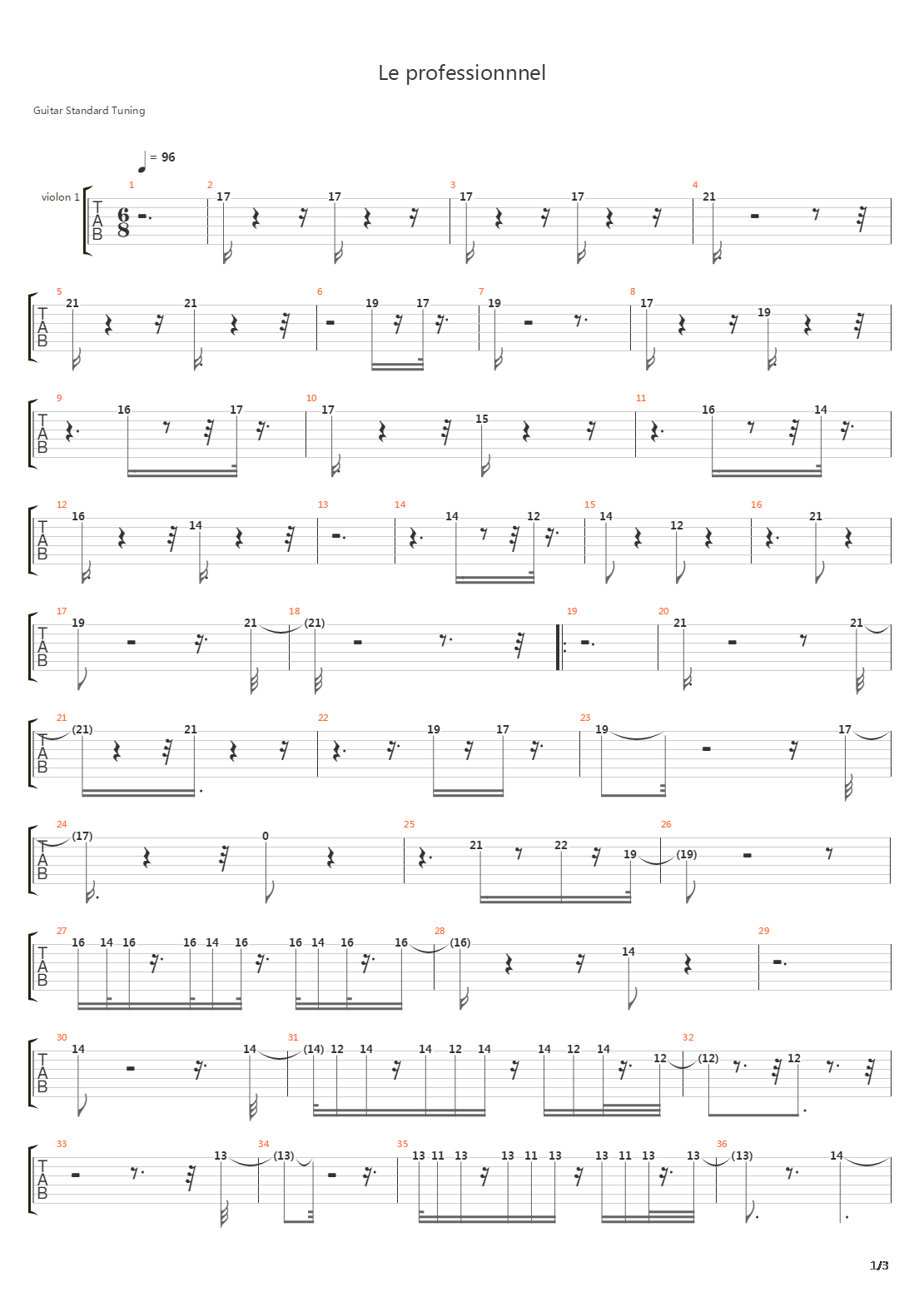 Le Professionnel吉他谱