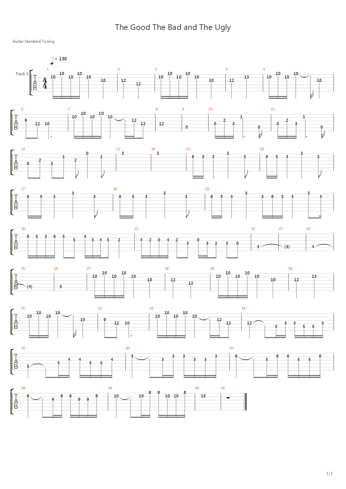 The Good The Bad And The Ugly吉他谱
