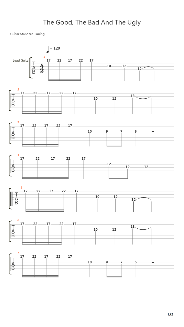 The Good The Bad And The Ugly吉他谱