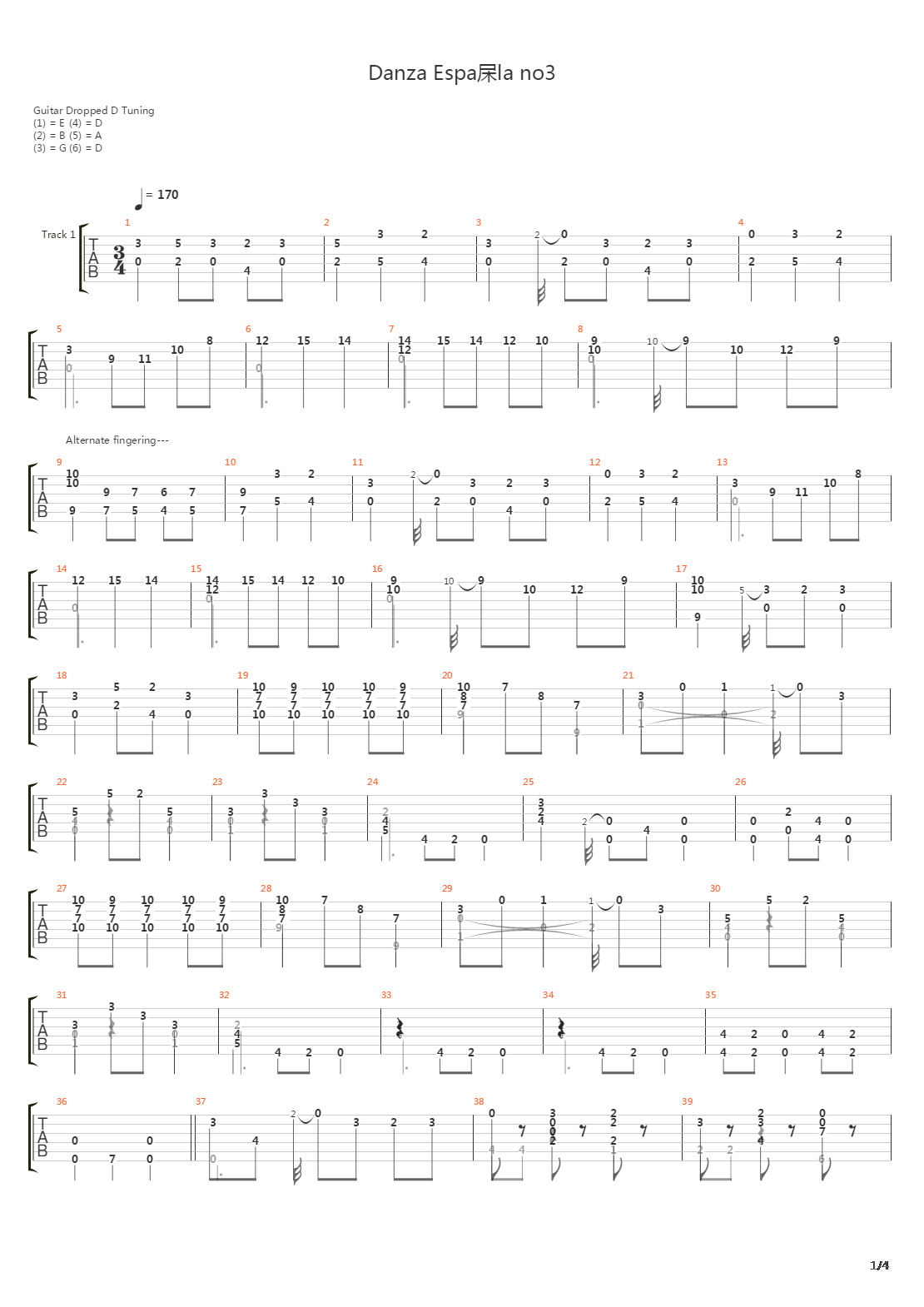 Danza Espanola No3 Zarabanda吉他谱