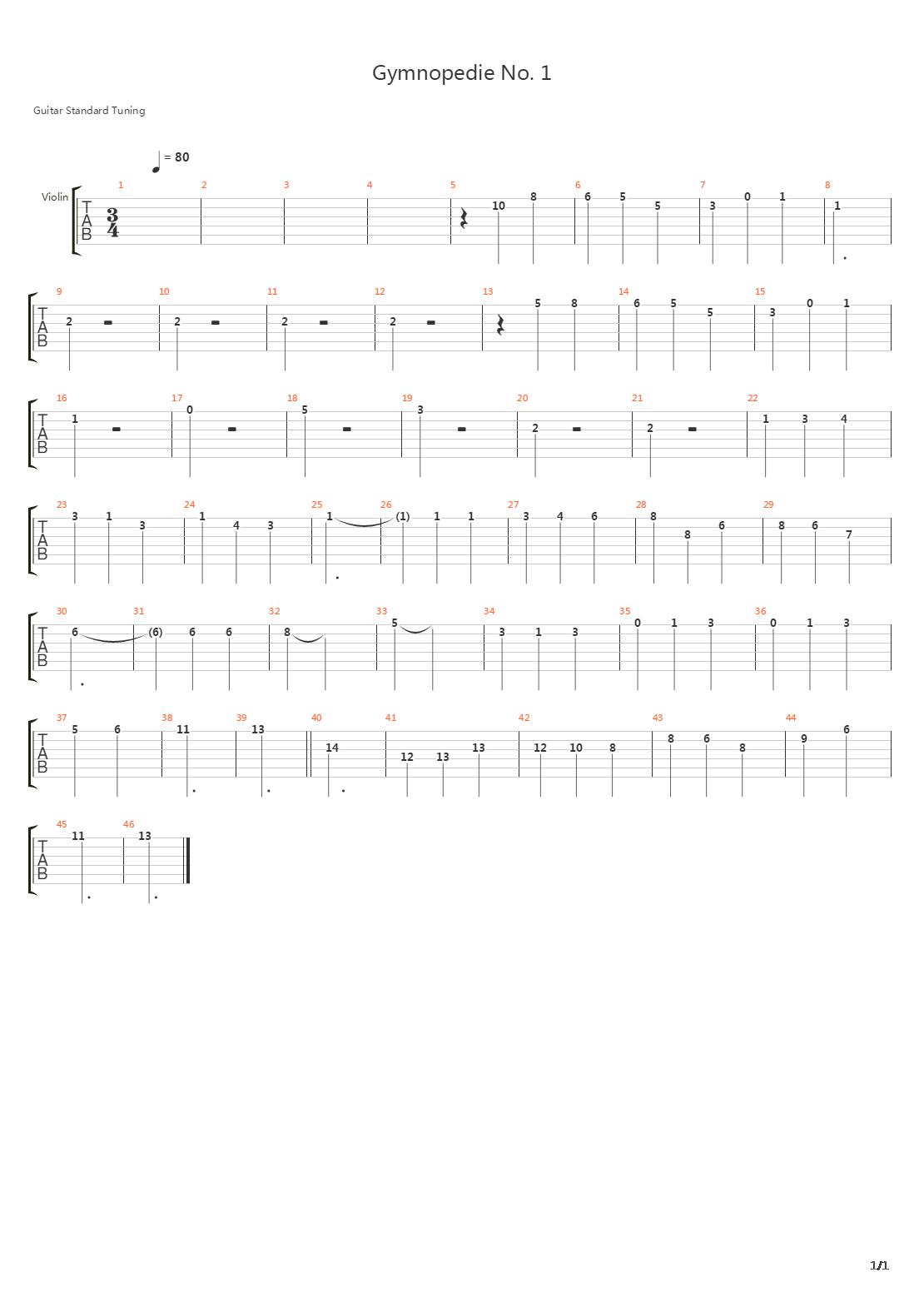 Gymnopedie No.1吉他谱