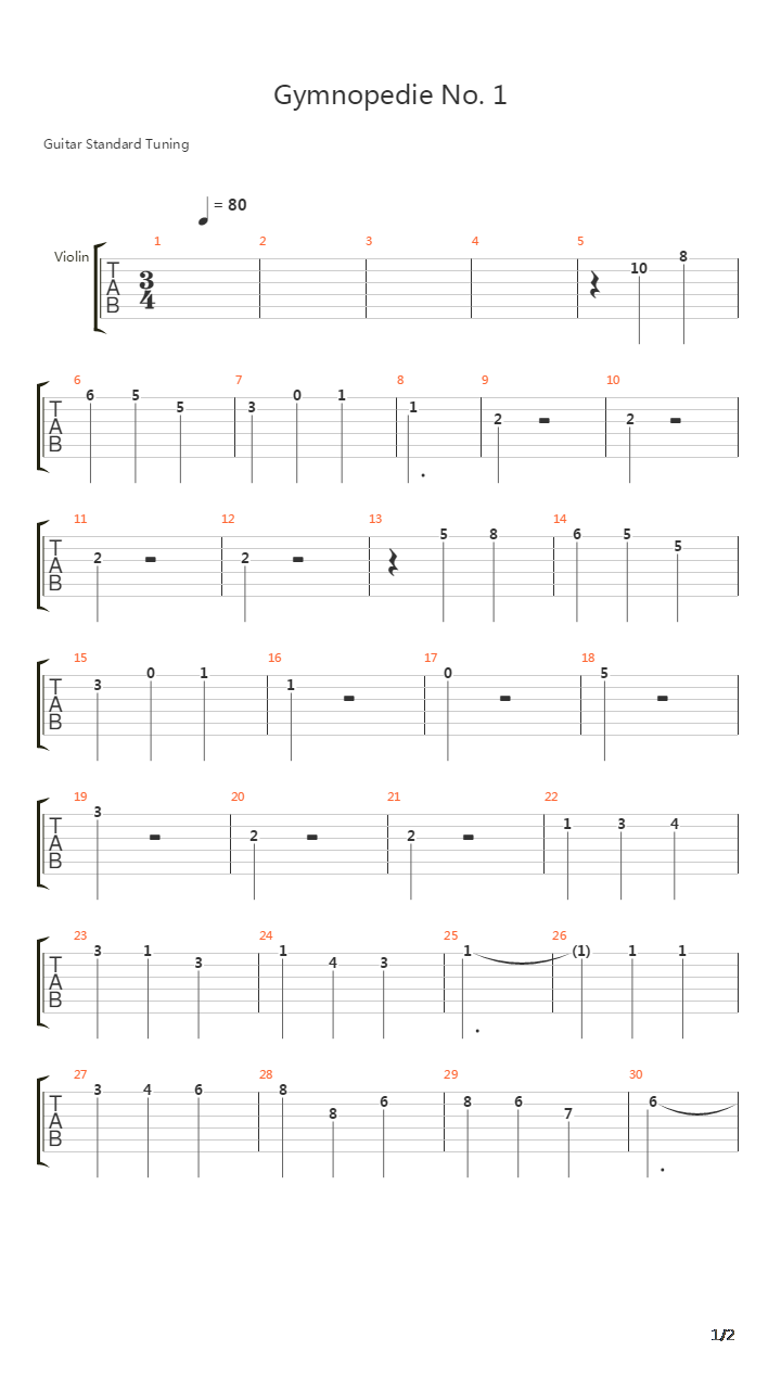 Gymnopedie No.1吉他谱