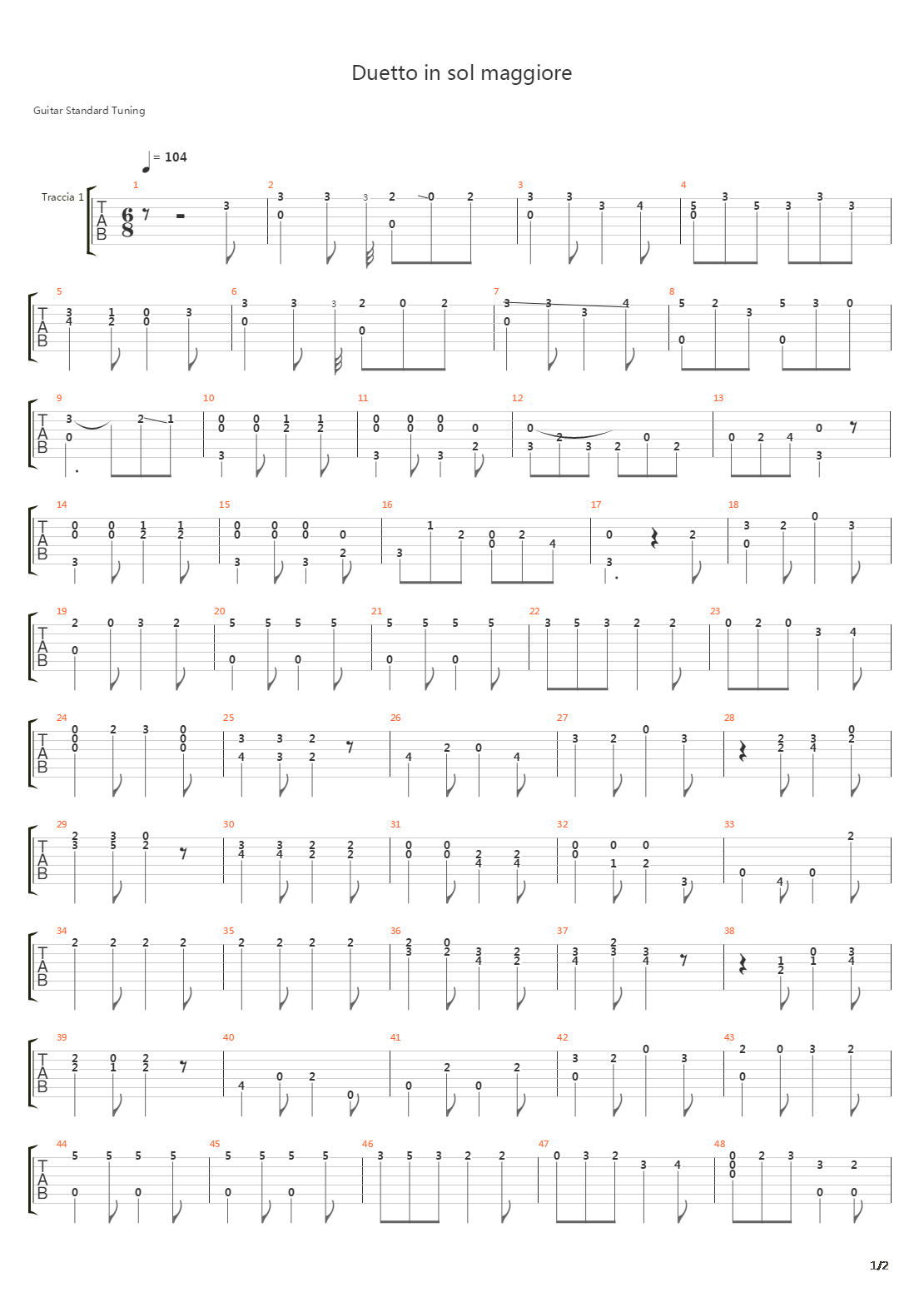 Duetto In Sol Maggiore吉他谱