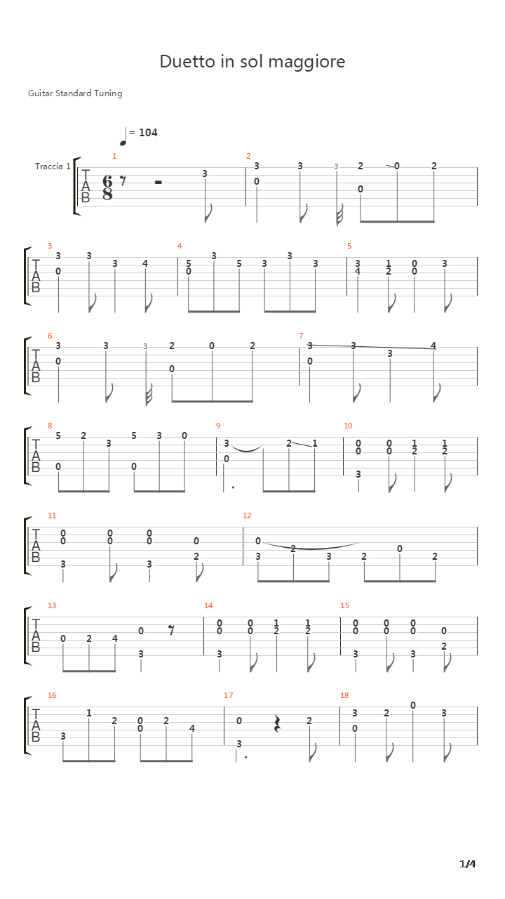 Duetto In Sol Maggiore吉他谱