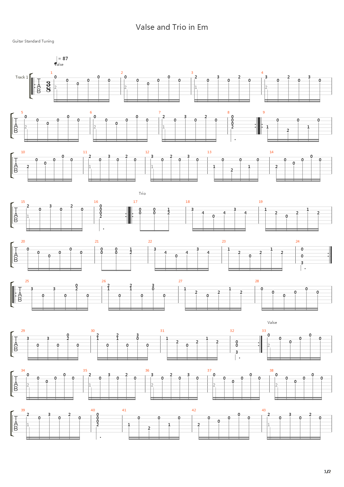 Valse And Trio In E Minor吉他谱