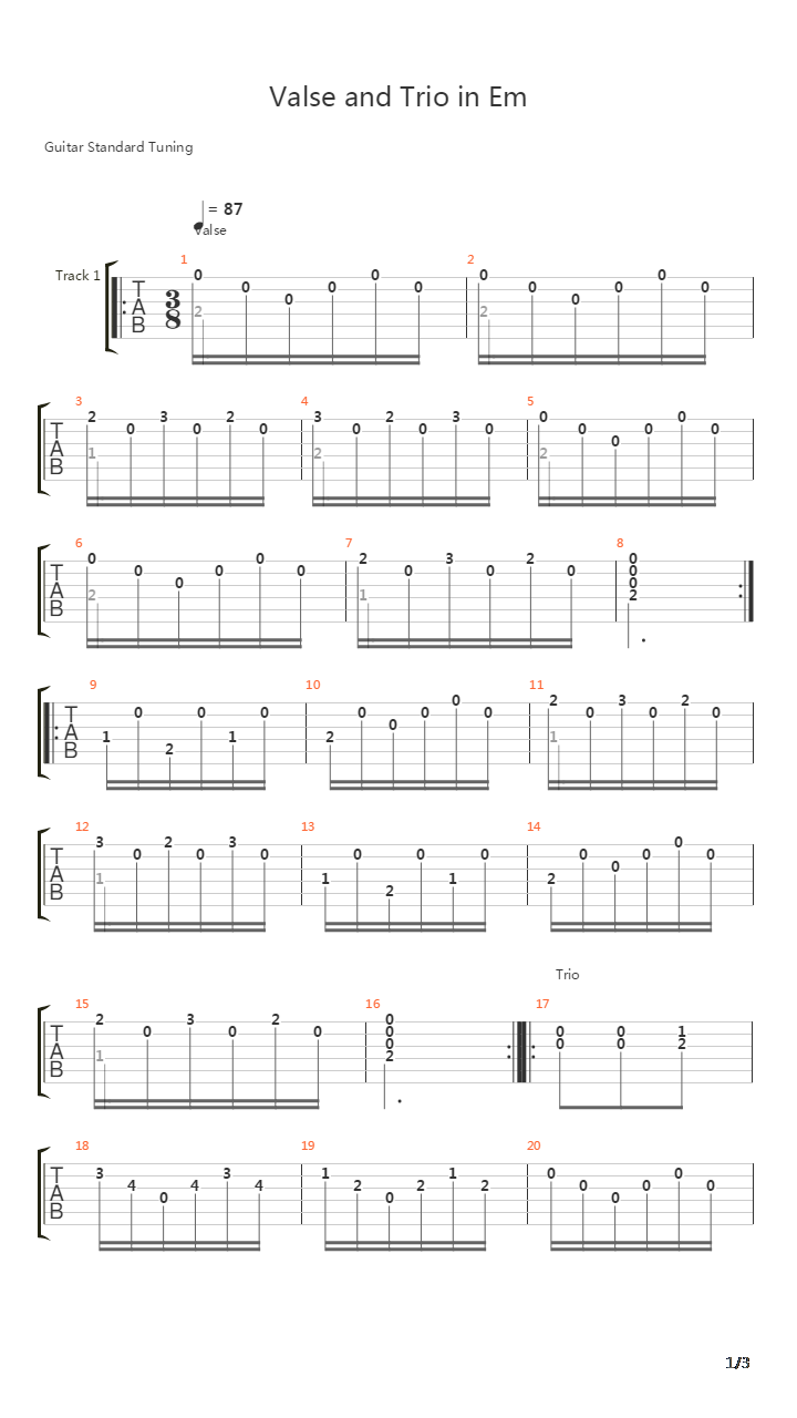 Valse And Trio In E Minor吉他谱