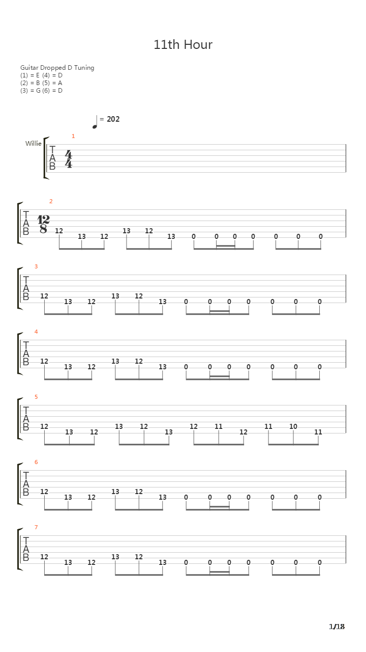 11th Hour吉他谱